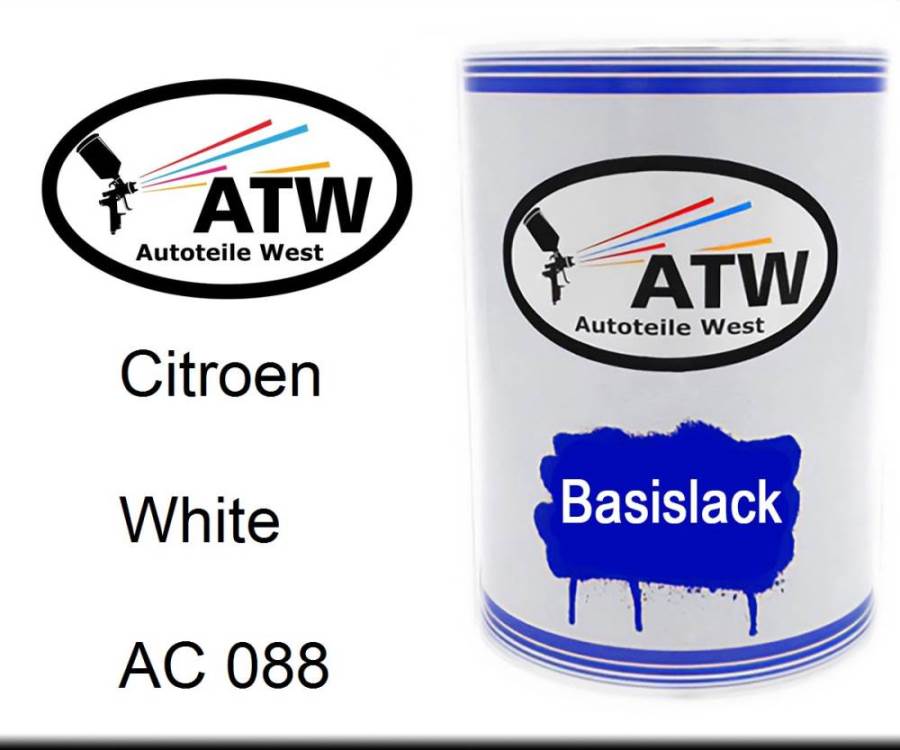 Citroen, White, AC 088: 500ml Lackdose, von ATW Autoteile West.